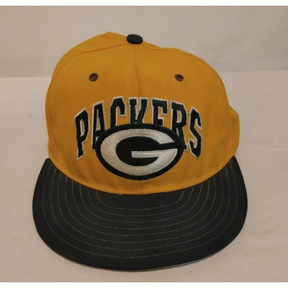 Green Bay Packers Vintage ANNCO Team NFL Double Logo Hat Fitted 7 3/8 Made InUSA